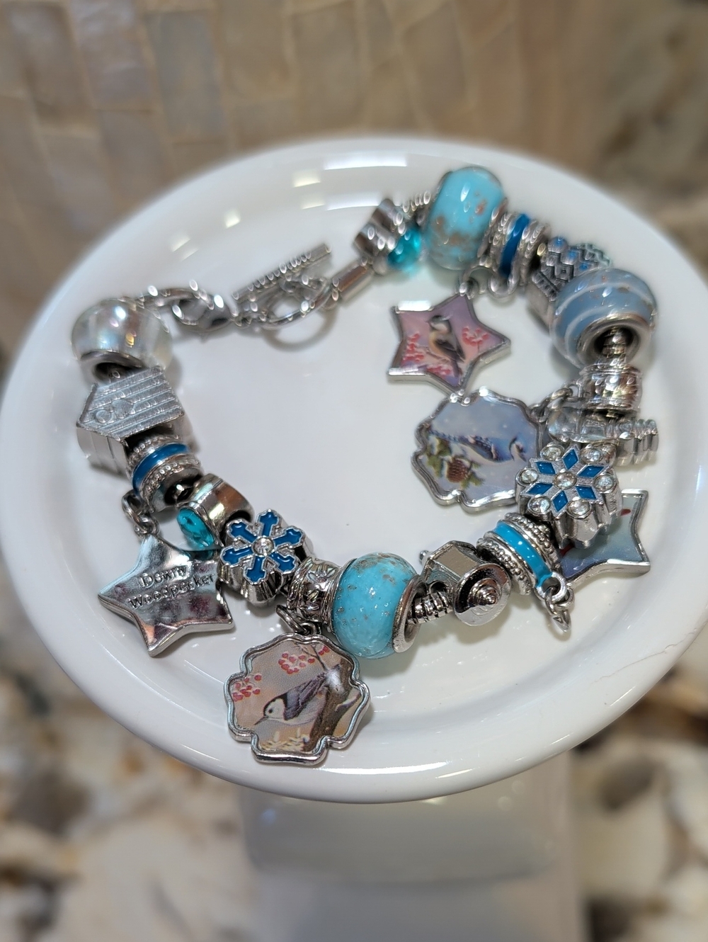 Seasonal Winter Bird Charm Bracelet